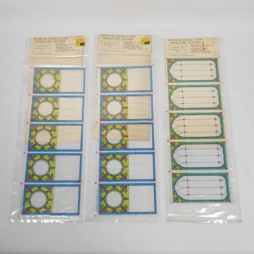 Vintage Dollhouse Window Panels Faux Stained Glass for Victorian