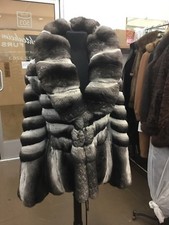 Chinchilla Empress Jacket Coat Flounced Bottom Drawstring Waist Huge Collar