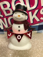 Bath & Body Works Snowman Holding JOY Sign Wallflower Plug In Unit Light Up