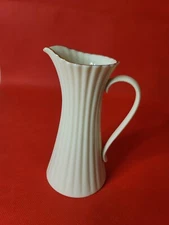 Vintage Lenox China Bouquet White 24K Gold Rim Ribbed & Fluted Pitcher RARE!