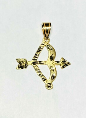 14K Gelbgold Pfeil und Bogen ''Ochosi'' (Yoruba Ifa Palo Santeria) Anhänger