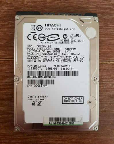 HDD HITACHI 2.5" SATA / 160GB - 5400rpm HTS542516K9SA00