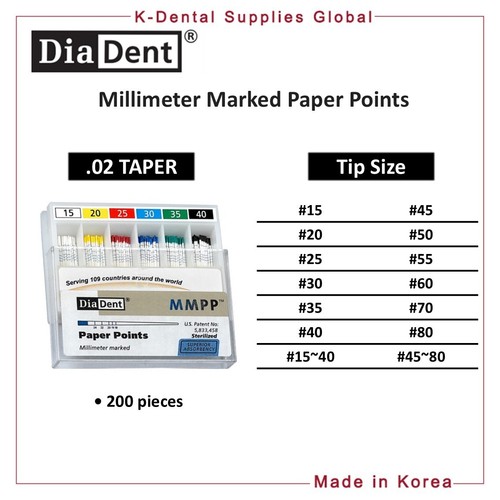 Diadent Dental Millimeter Marked Paper Points All Sizes - Picture 7 of 10