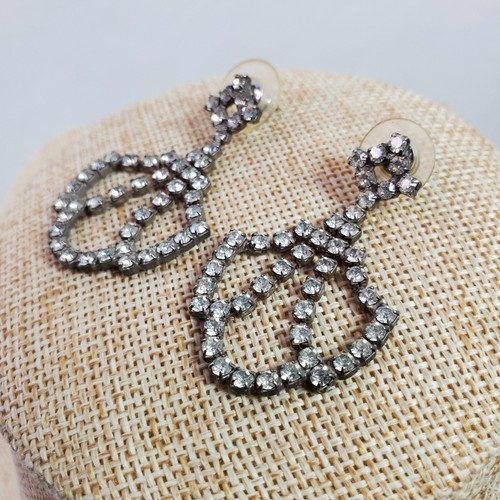 Vintage Classy Party Bling Earrings 1.5 Inch Push Dangle Drop - Picture 3 of 4