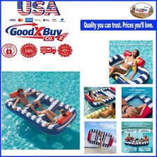 Large Inflatable Pool Float Lounge 87x53 with Mesh Bed and Backrest Blue for ...