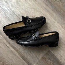 VINTAGE Gucci Black Leather Horsebit Loafers Slip-On Round Toe Men's US 9.5