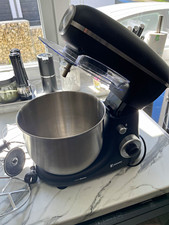 Bergner Küchenmaschine 5L 600W schwarz/silber 8 Stufen Edelstahl-Schüssel Set
