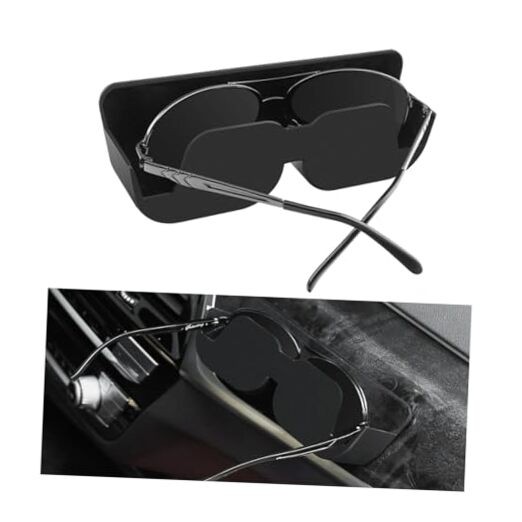 Self-Adhesive Car Dashboard Sunglass Holder in Black-image