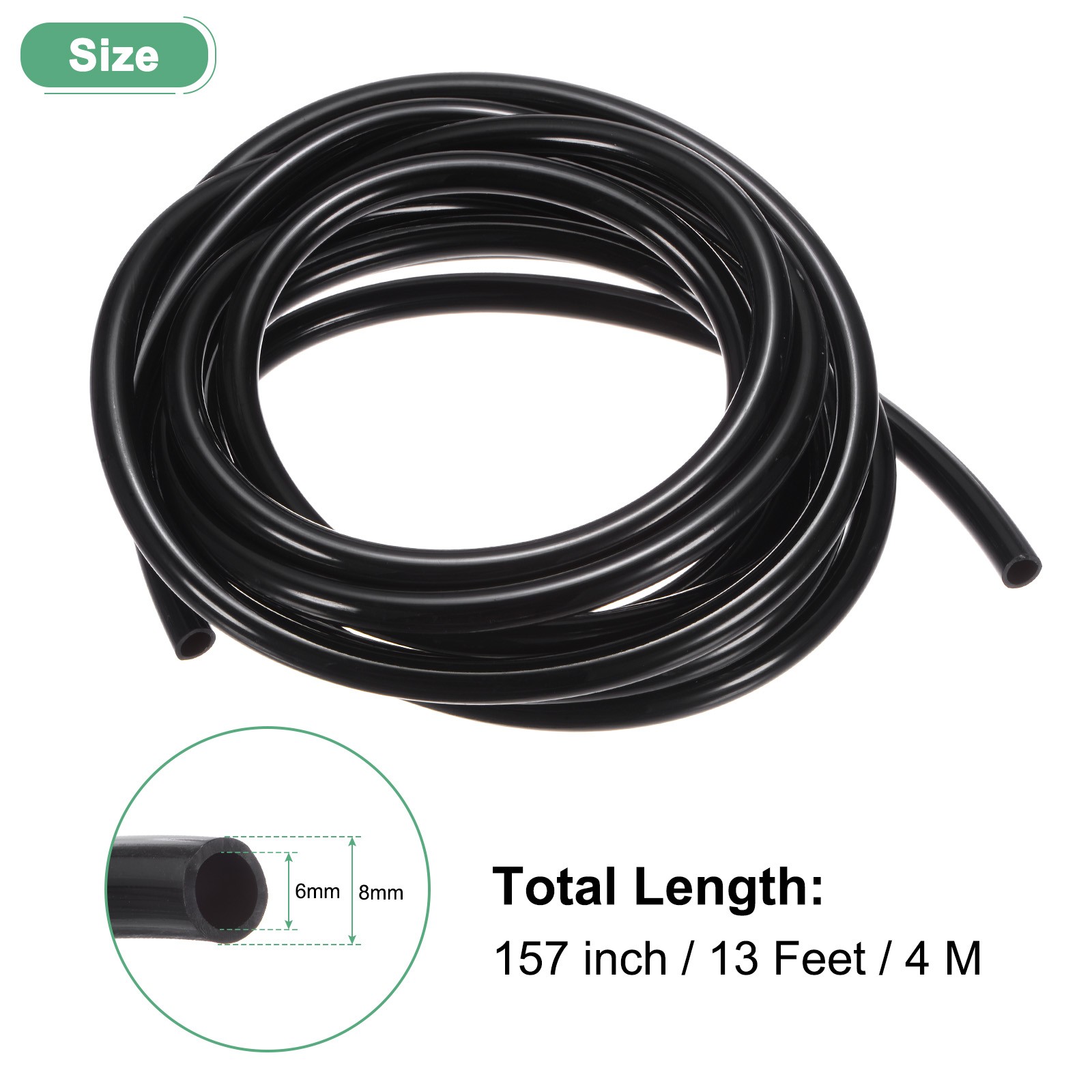 Tubing Carburetor Fuel Vent Line 6mmx8mmx4m Polyurethane Gas Oil Tube Black