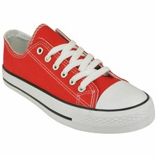 Womens Trainers Canvas Flat Plimsolls Lace up Shoes Ladies Boots Sneakers