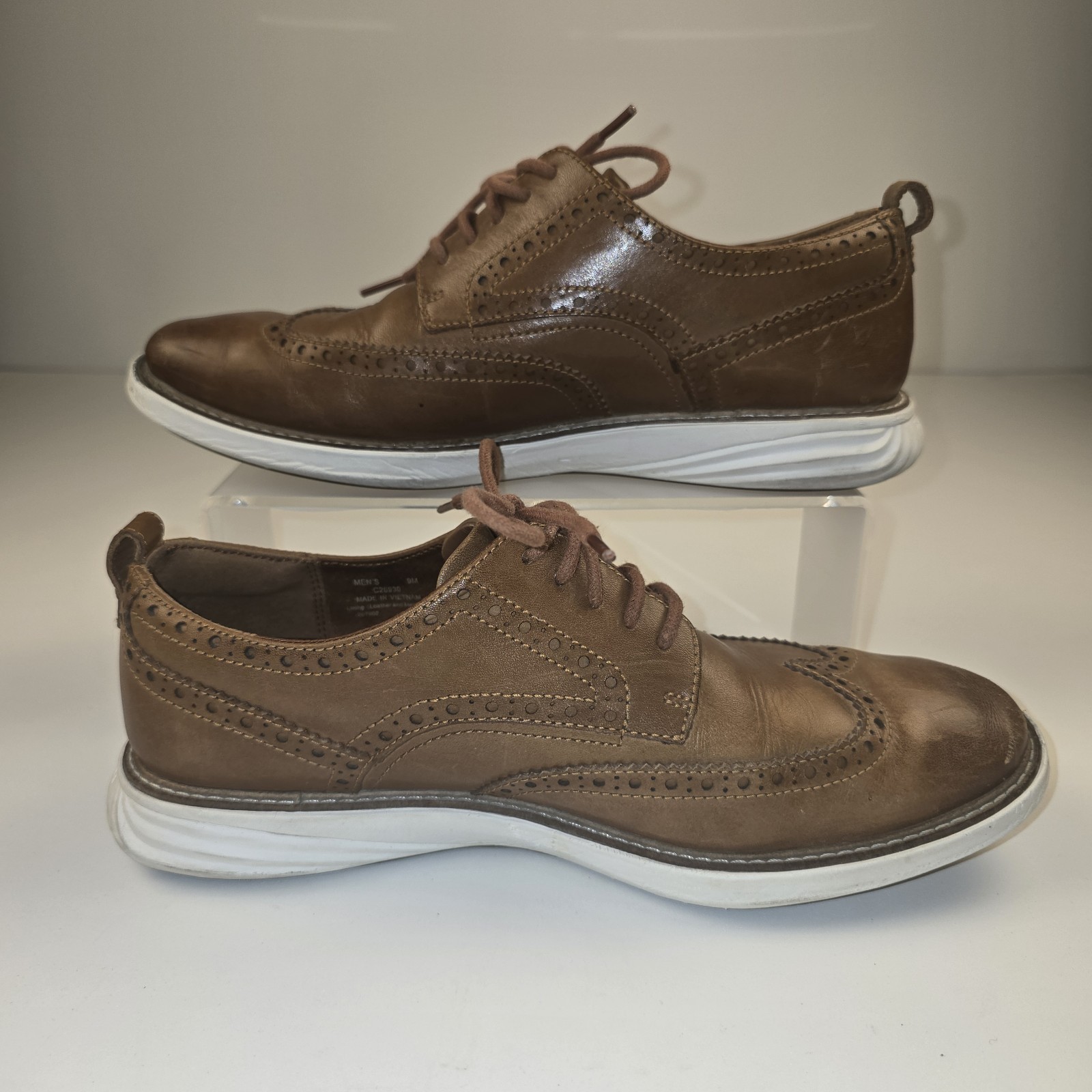 SAOLA Scarpe Oxford Cole Haan Grandevolution da uomo taglia 9 casual eleganti in pelle marrone britannico