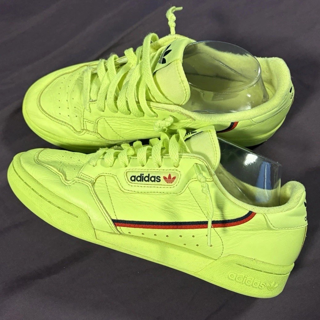 Men's ADIDAS 'Continental 80' Sz US Shoes Neon Green/Yellow Sneakers