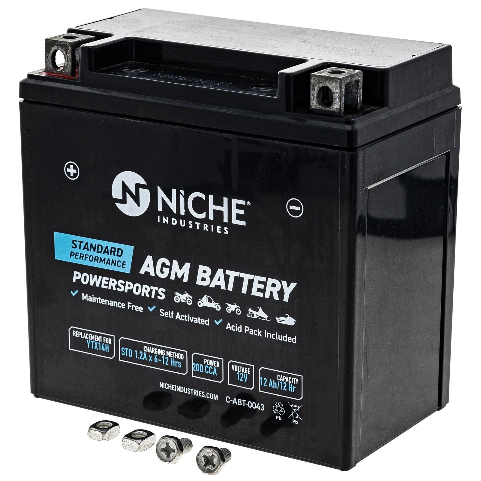 NICHE AGM Battery YTX14H for Kawasaki Ninja Yamaha BMW KTM Husqvarna Motorcycle