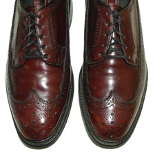 9 EEE  HANOVER Men's Burgundy Leather Dress Shoes, VINTAGE Wingtip Blucher Derby
