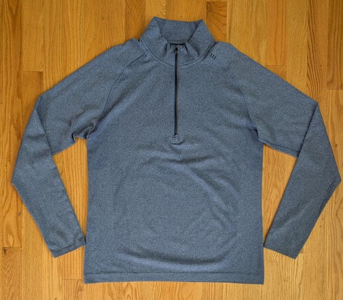 Lululemon Metal Vent Tech Pullover Uomo Blu Medio 1/4 Quarto Zip Performance