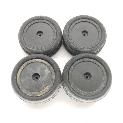 4x Jconcepts Bar Codes Front & Rear 1/10 2wd Buggy Tires on 12mm Hex Wheels Used