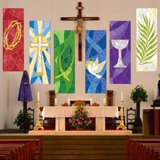 Easter Church Banners Set, 6 Pcs 72x24 Inch for Holy Week Decor