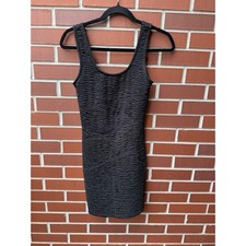 Poetry Bodycon Dress Textured Little Black Dress LBD Party Cocktail S