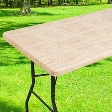 Rectangle Table Cloth Cover, Waterproof Elastic Fitted Picnic Tablecloth for 6