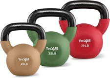 Yes4All Kettlebell, 5-65 LB Neoprene Coated Cast Iron Kettlebells, Wide Grip Han