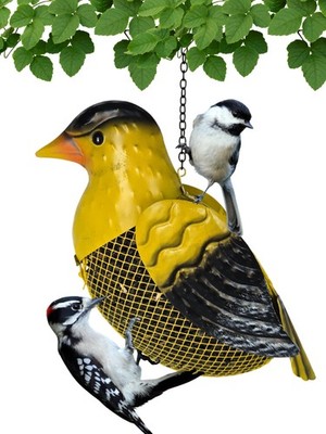 Gift Essentials Metal Mesh Bird Feeder, Bright Goldfinch with Hanging Chain, ...
