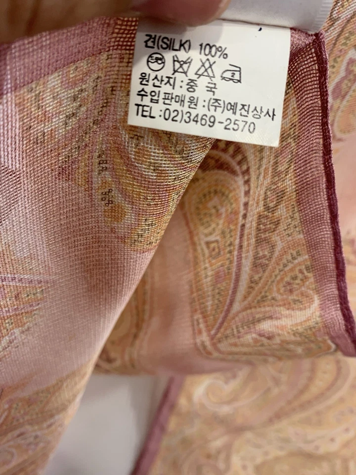 Y2#Balmain Paris Bufanda 100% Seda Rosa Estampado Paisley Transparente Ligera De Colección Foto 4 de 4