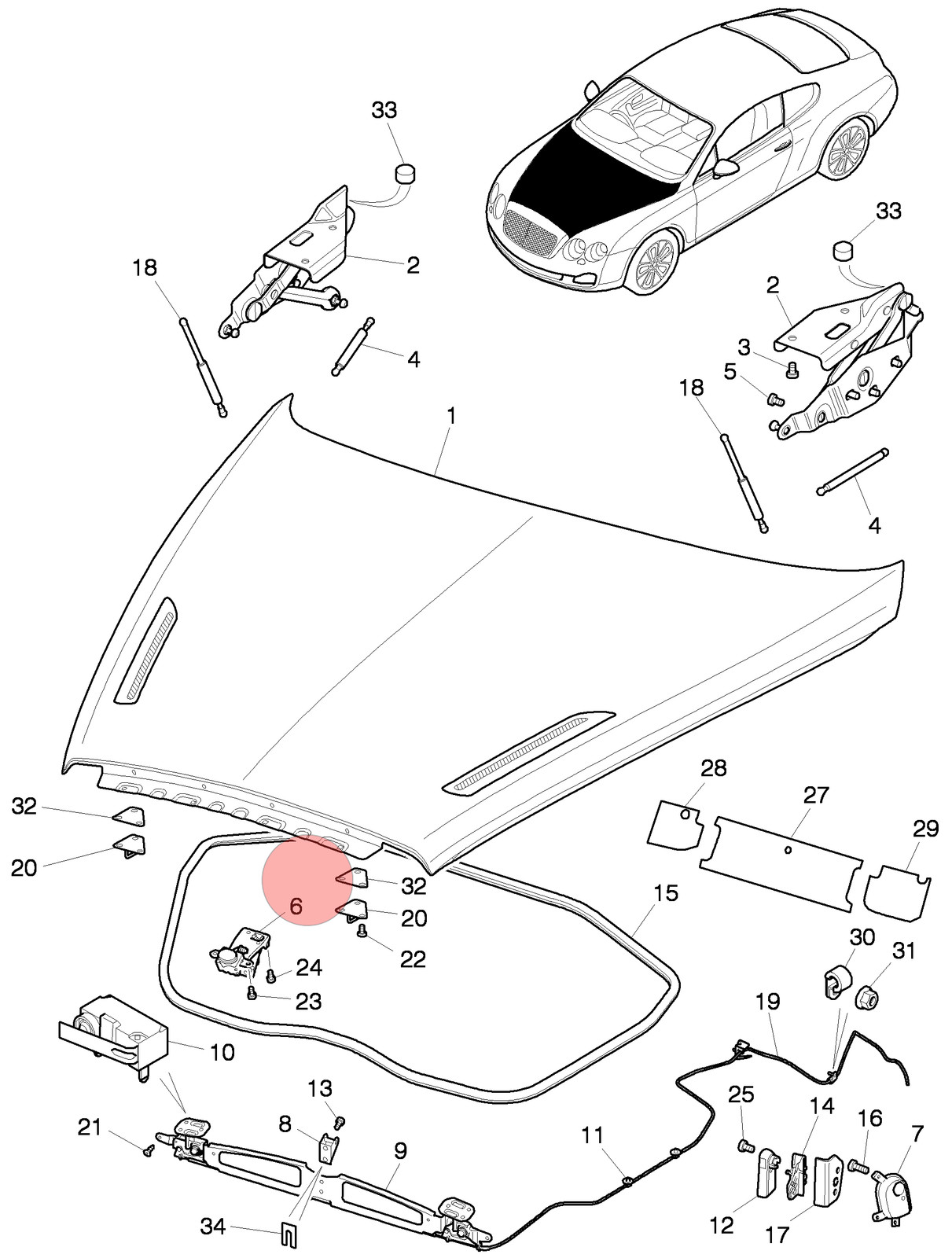04-13 BENTLEY CONTINENTAL SUPERSPORTS FRONT HOOD SAFETY CATCH LOCK LATCH OEM