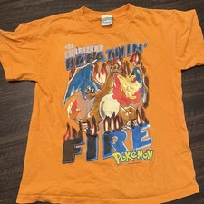 Vintage Y2K 2000 Pokemon Charizard Breathing Fire 06 Shirt Kids Youth Nintendo