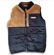 Timberland Kids Puffer Vest With Sherpa Boys Sz 6 Black and Brown