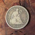1875-CC     SEATED LIBERTY   Twenty Cents    20 cents   Silver Coin   NO-Reserve