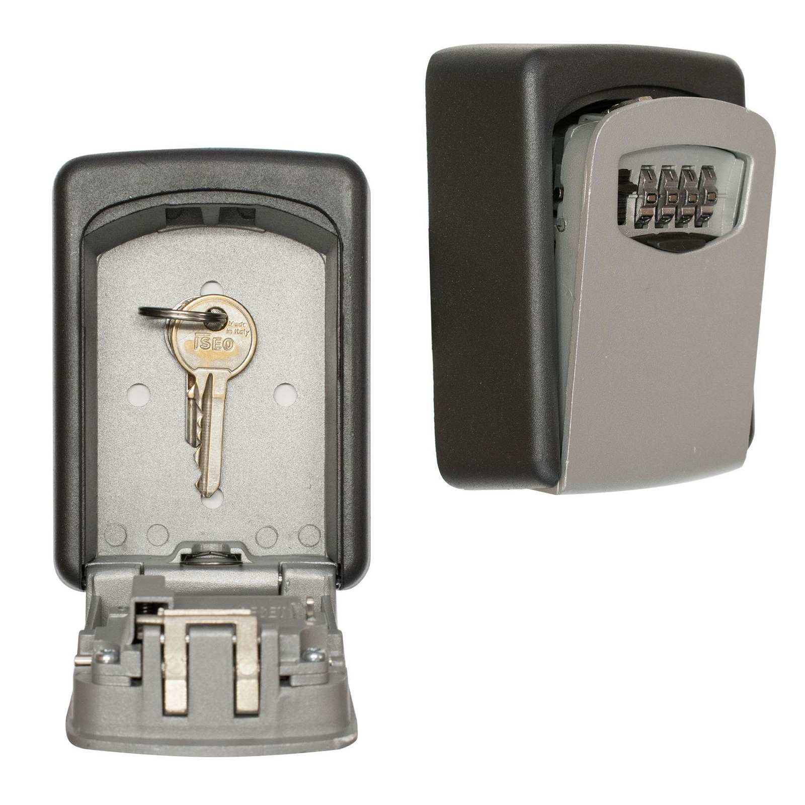 OUTDOOR KEY SAFE FOR HOUSE AND SPARE CAR KEYS - STRONG STEEL LOCK BOX WALL MOUNT