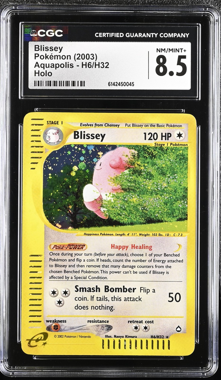 CGC 8.5 NM/MINT+ Blissey H6/H32 Aquapolis Holo Pokemon Card