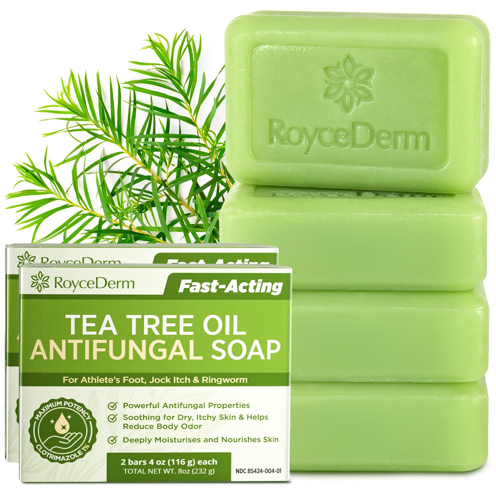 Roycederm Antifungal Bar Soap - Tea tree Oil - 4 Ounce (Pack of 4)
