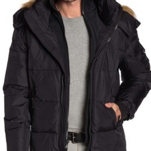 Marc New York Faux Fur Hood Trim Jacket Extra Small XS Puffer Winter Coat NEW