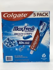 Colgate Max Fresh Whitening Breath Strip Cool Mint Toothpaste 5 Pack 7.3 Oz Each