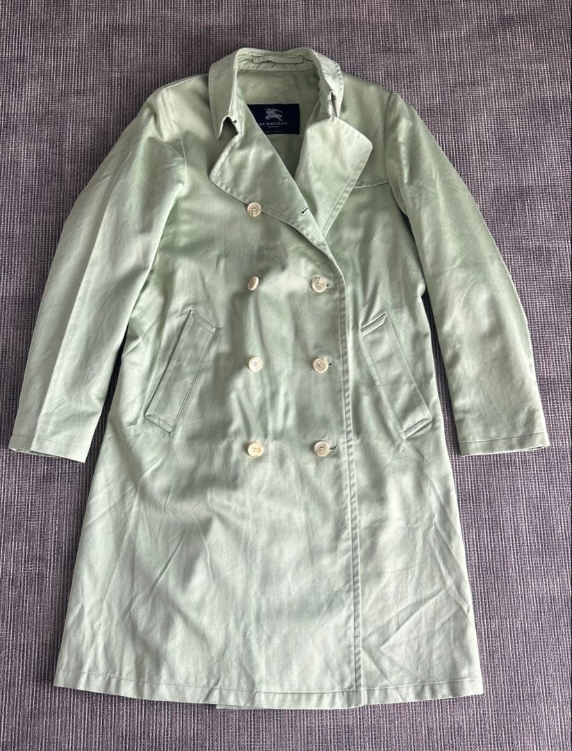 Burberry London Trench Coat Light Green With Check Pattern Size M For Women thumbnail 4