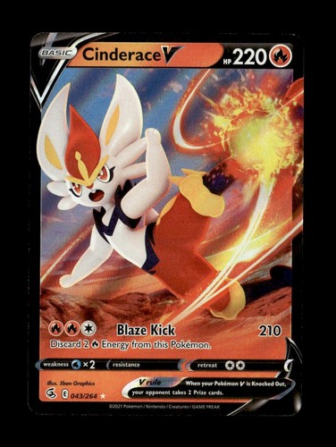 Cinderace V (43) 043/264 SWSH08: Fusion Strike Ultra Rare Holo Pokemon TCG NM