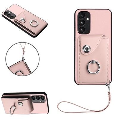 7 Cards Pocket Leather Wallet Case Ring Holder Cover +Lanyard For Various Phone