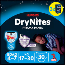 Huggies Drynites Spiderman Pyjama Pants for Ages 4-7, 30 Pack, White 0.79 per nappy