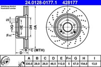 2X ATE Bremsscheibe 24.0128-0177.1 FüR Mercedes Klasse SLK CLK W203 R171 C209