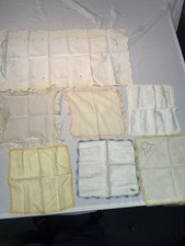 Vintage Linen Handkerchief Lot Irish Linen Lace Trim Embroidered Dresser Scarf