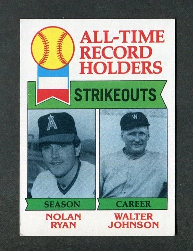 Nolan Ryan / Walter Johnson All-Time Record Holder 1979 Topps Baseball Card #417