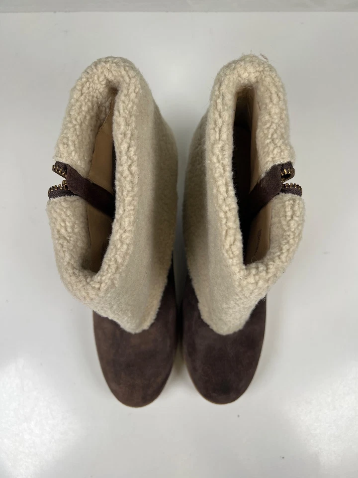 Michael Kors Women’s Brown Suede Sherpa Wedge Booties - 9.5 - Image 3 of 4