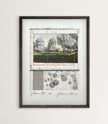 Christo  Wrapped Trees, Collage in two parts  - signiert