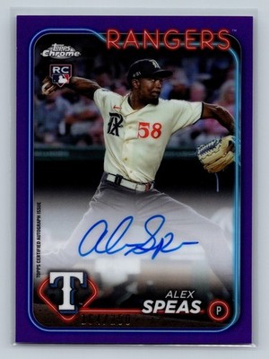 Alex Speas 2024 Topps Chrome Purple Refractor Auto RC /250 #RA-ASP Rangers