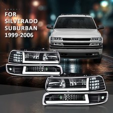 Led Black Headlightbumper Lamps For 2001-2002 Chevy Silverado 1500 2500 3500 Hd