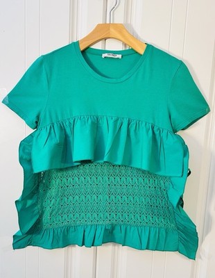 Zara Bright Teal Crew Neck Top