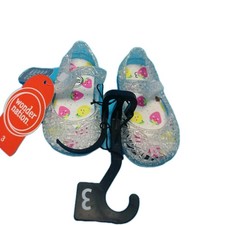 Wonder Nation Clear Silver Sparkle Flower Jellies Sandals Toddler Size 3 Girls