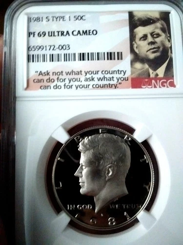 * NGC 1981-S PF69 UCAM Type 1 Kennedy Half Dollar NGC High Grade Quote Label #69
