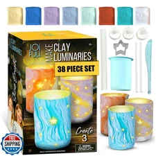 JOiFULi DIY Clay Luminaries Clay Craft Kit Gifts for Kids Girls B